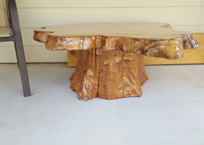 Red Oak Patio Table with Stump Base