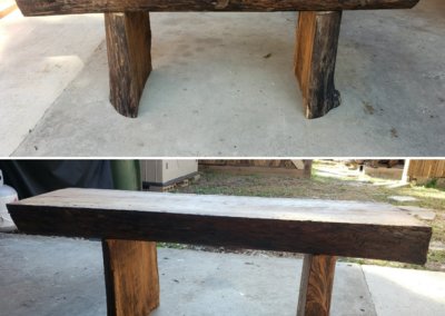 Red Oak Live Edge Bench with Post Oak Legs