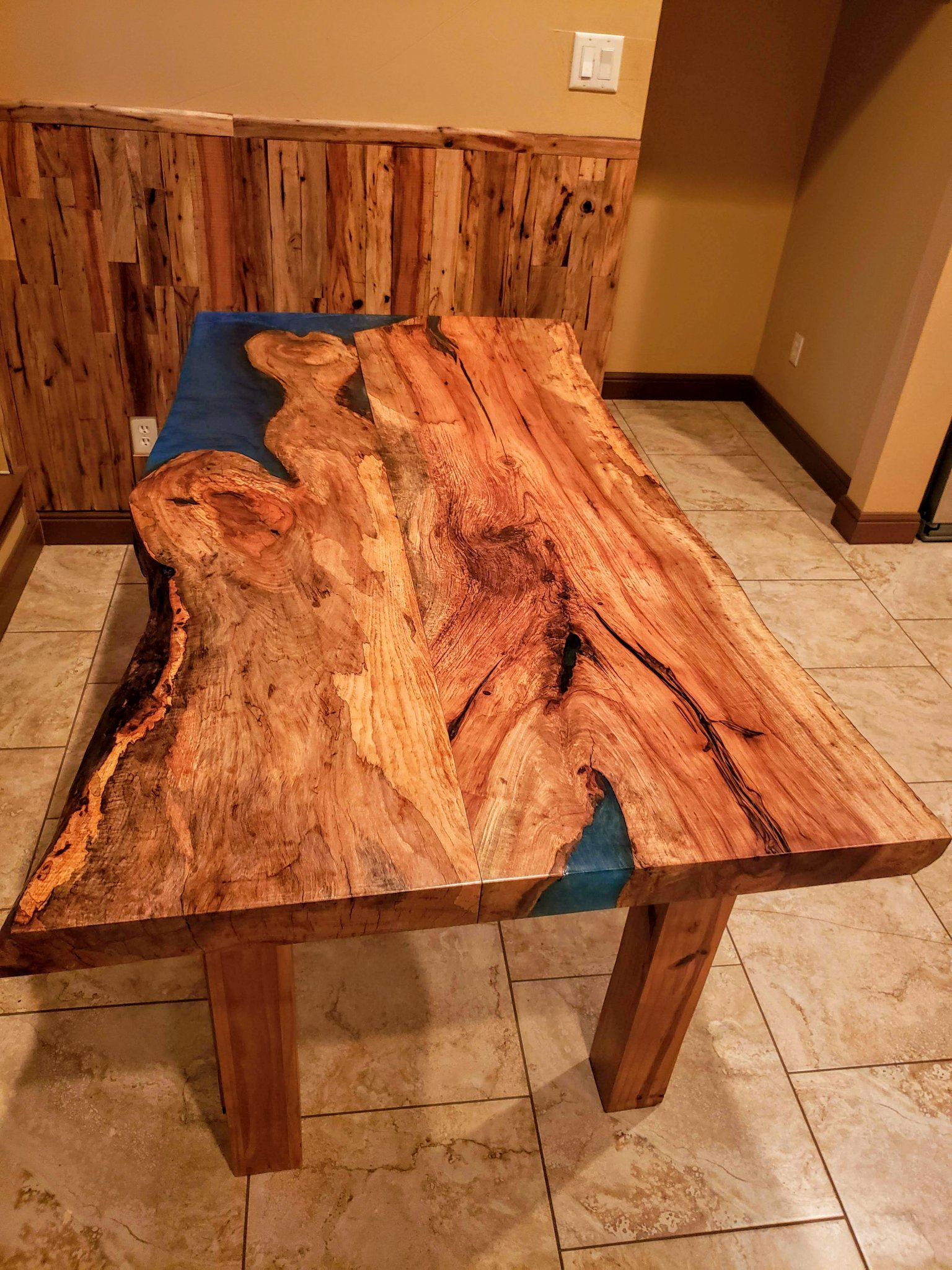 Pecan Table with Blue Epoxy | Urban Tree Merchants